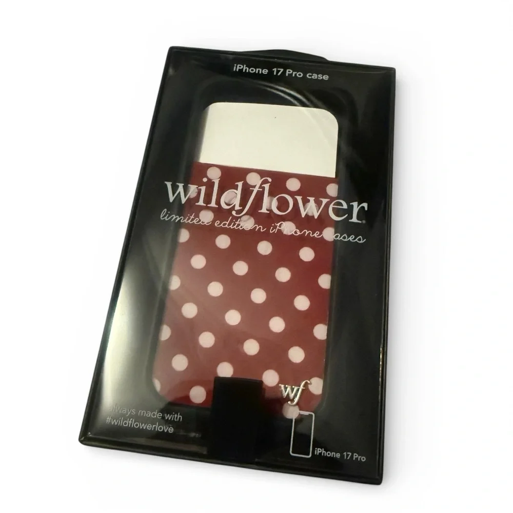 Wildflower Cases Polka Dot Burgundy and Cream iPhone 17 Pro Case NIB